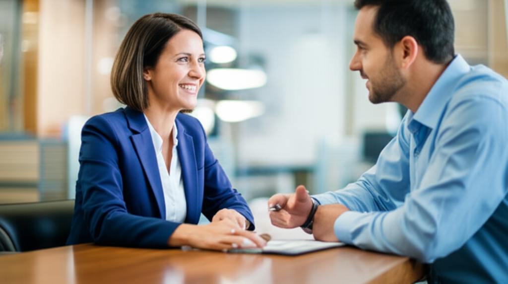 Loan officer with customer